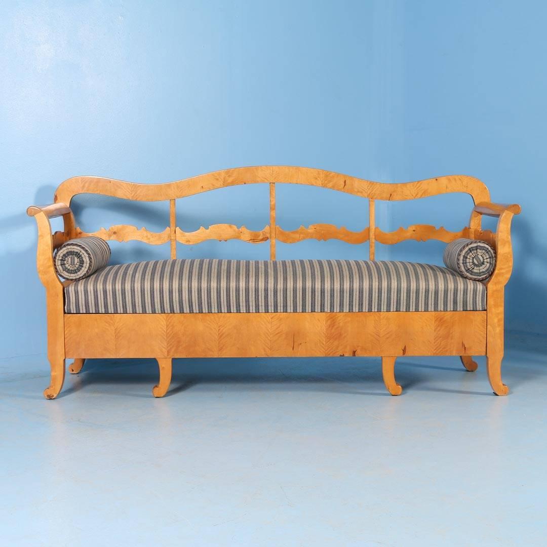 19th Century Antique Karl Johan Yellow Birch Bench Sofa From Sweden, circa 1840-1860
