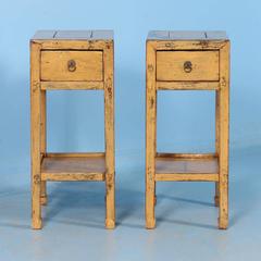 Pair of Antique Yellow End Tables from China, circa 1890