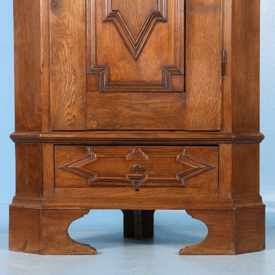 Antique Danish Oak Corner Cabinet, circa 1860-1880 5