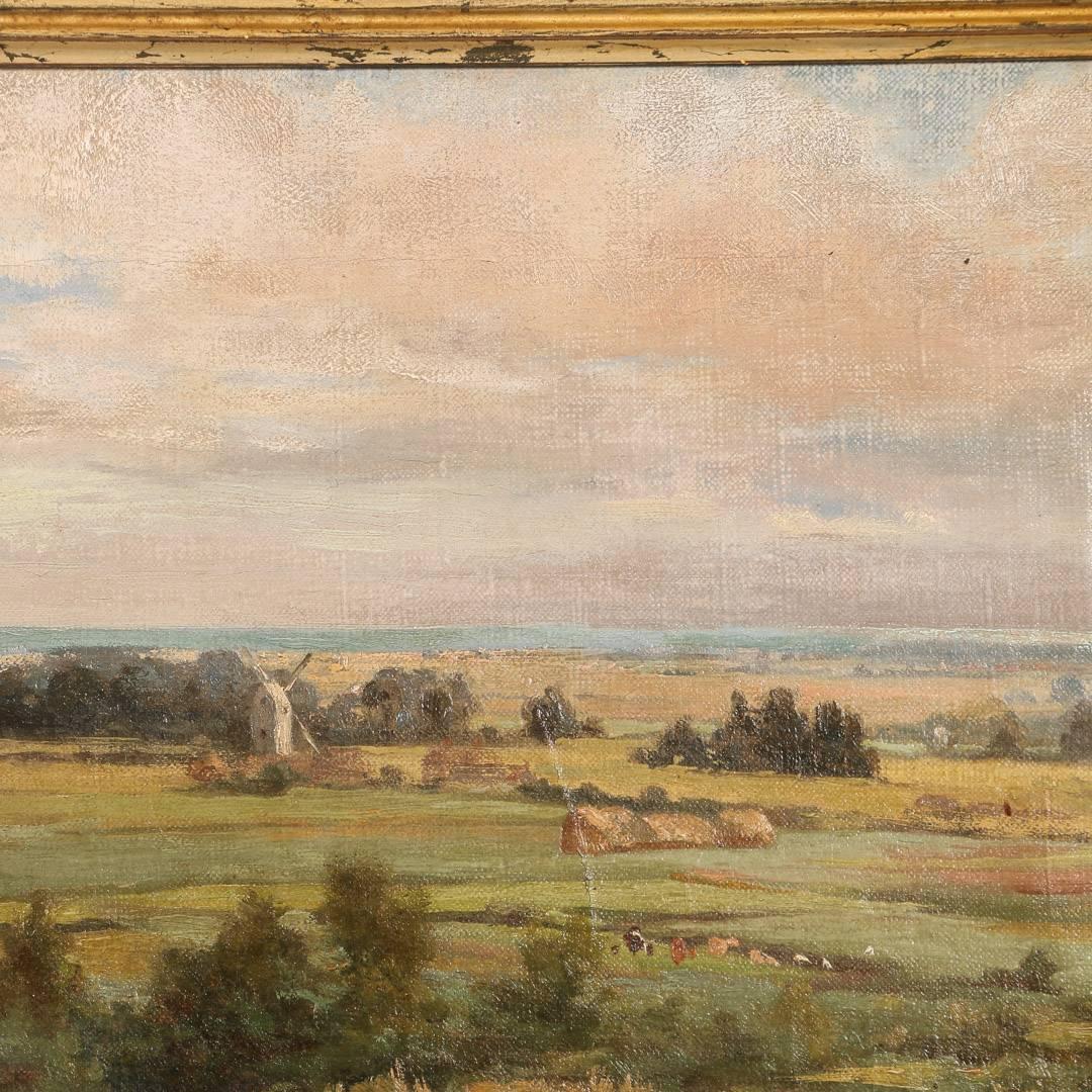 English Original Oil on Canvas Pastoral Landscape Painting, Signed Howard Campion