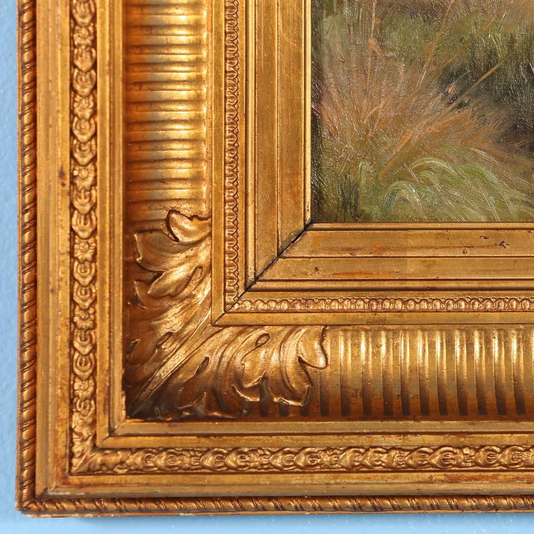 Danish Antique Oil on Canvas Painting of a Red Deer by Adolf Mackeprang, circa 1890