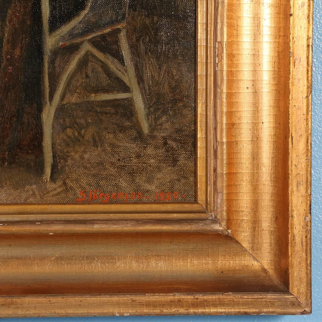 Antique Danish Oil Painting, Portrait of a Lady in a Chair, S. Jurgensen, 1920 2