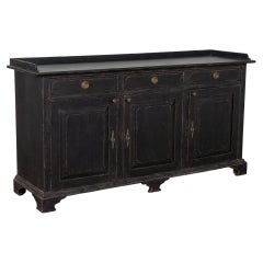 19th Century Swedish Black Painted Pine Sideboard Buffet