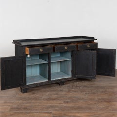 19th Century Swedish Black Painted Pine Sideboard Buffet