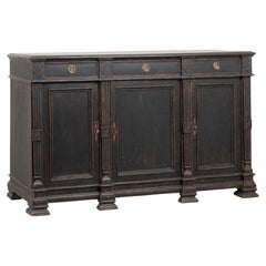 19th Century Swedish Black Painted Pine Sideboard Buffet