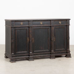 19th Century Swedish Black Painted Pine Sideboard Buffet