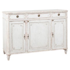 19th Century Swedish Gray Painted Gustavian Pine Sideboard Buffet