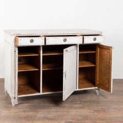 19th Century Swedish Gray Painted Gustavian Pine Sideboard Buffet