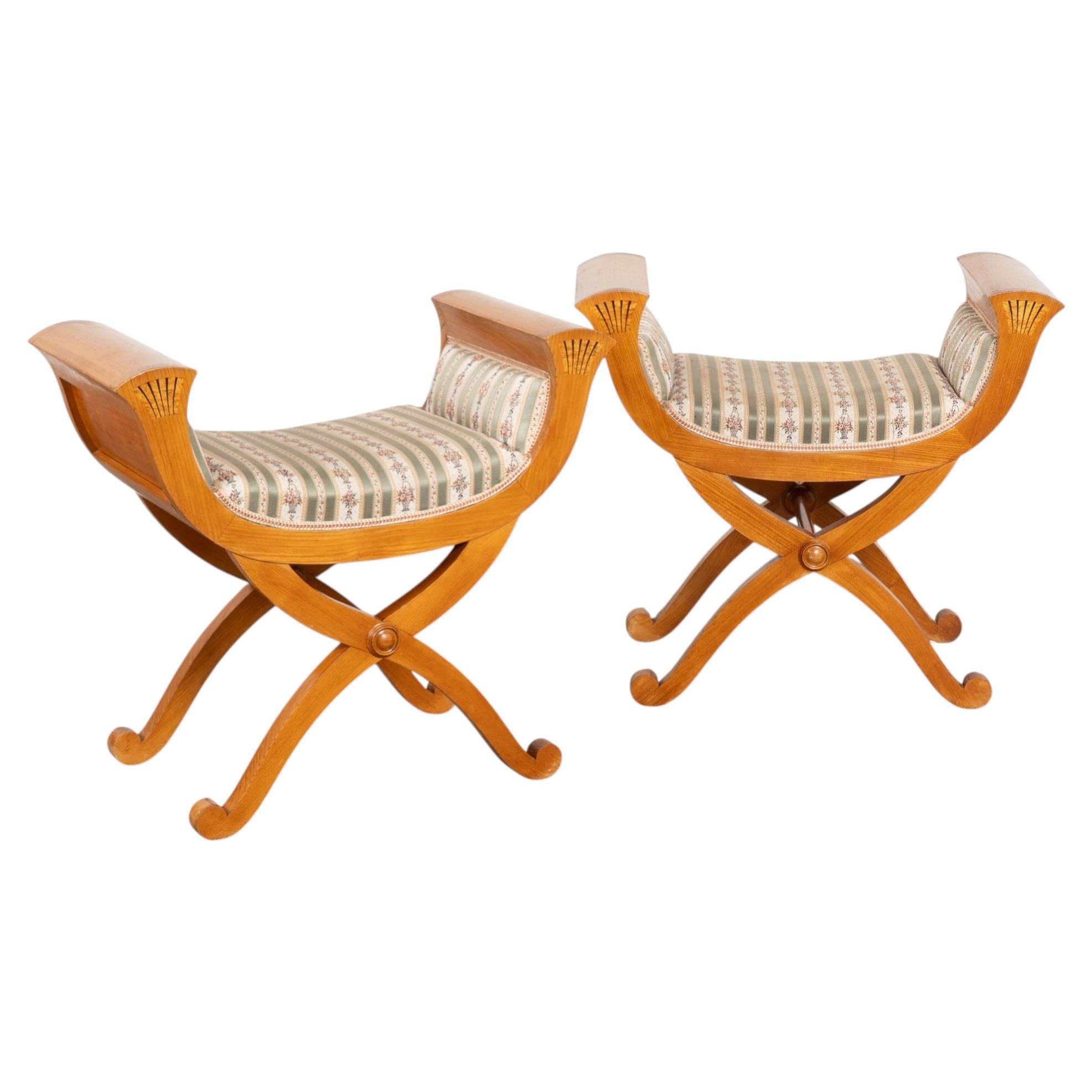 20th Century Neoclassical Style Pair of Danish Stools For Sale