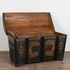 Original Green Painted Swedish Dome Top Trunk Dated 1853