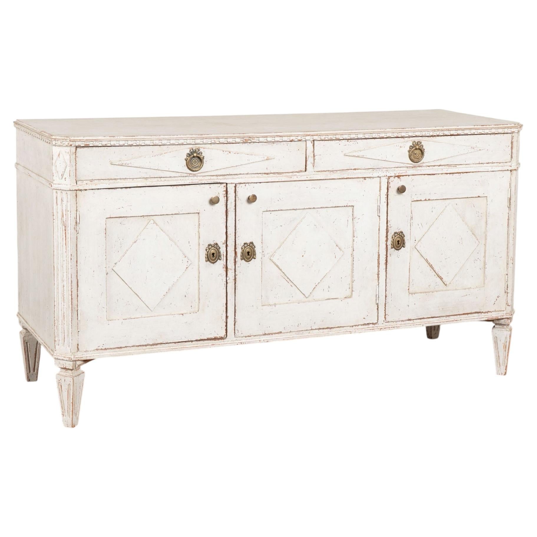 19th Century White Swedish Gustavian Style Sideboard Buffet