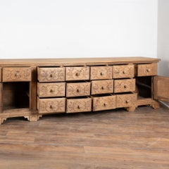 19th Century French Bleached Oak Sideboard Buffet with 14 Drawers