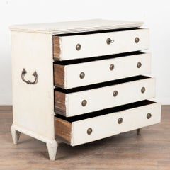 19th Century White Swedish Pine Chest of Four Drawers