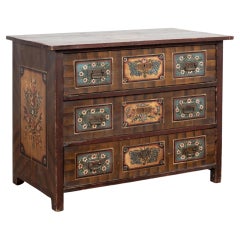 19th Century Original Hand Painted Blanket Chest of Three Drawers from Hungary