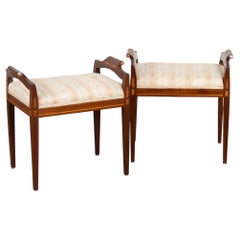 Pair of 20th Century Danish Inlaid Mahogany Tabourets or Stools