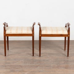 Pair of 20th Century Danish Inlaid Mahogany Tabourets or Stools