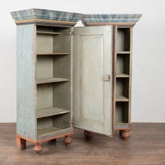 Late 18th Century Original Painted Pair of Swedish Baroque Narrow Cabinets