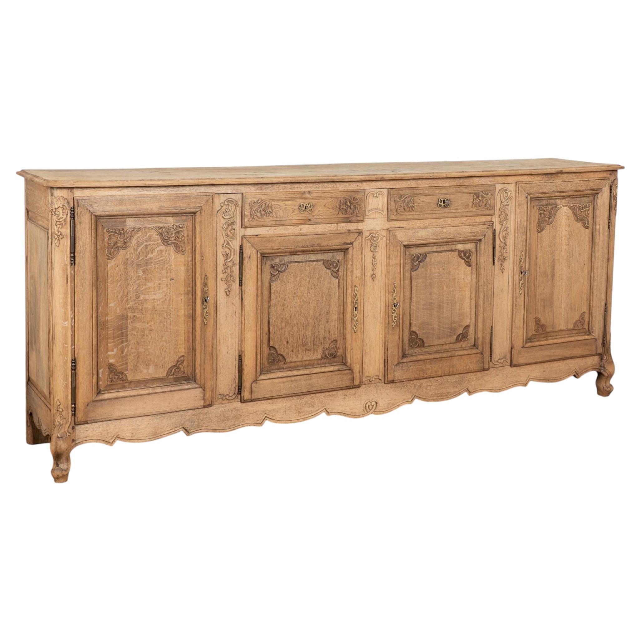 19th Century French Bleached Oak Sideboard Buffet For Sale