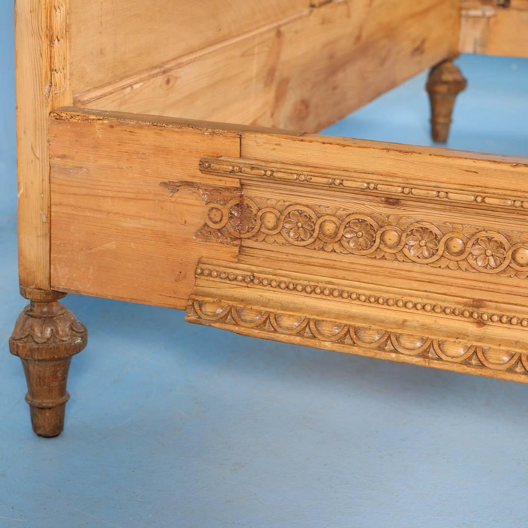 Carved Antique French Queen Size Pine Bed, circa 1860 3