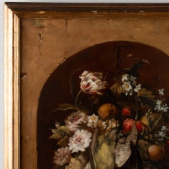 Original Oil on Canvas Still Life Painting of Foul, Flowers, & Fruit, Portugal