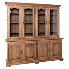 Large 20th Century French Bleached Oak Bookcase Display Cabinet