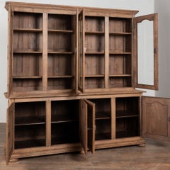 Large 20th Century French Bleached Oak Bookcase Display Cabinet