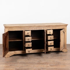 19th Century French Bleached Oak Sideboard Buffet with Eight Drawers