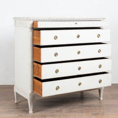 Early 19th Century Danish Gray Painted Pine Gustavian Chest of Five Drawers