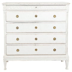 Early 19th Century Danish Gray Painted Pine Gustavian Chest of Five Drawers