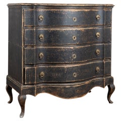 18th Century Black Danish Oak Chest of Four Drawers