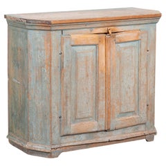 19th Century Swedish Original Blue Painted Pine Sideboard Cabinet