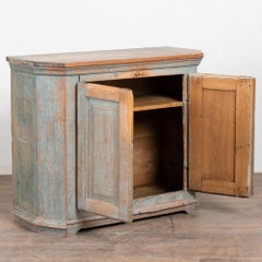 Schwedisches Original-Sideboard aus Kiefernholz mit blauer Bemalung aus dem 19. Jahrhundert