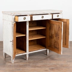 Schwedisches Sideboard im gustavianischen Stil aus dem 19. Jahrhundert, grau lackiert