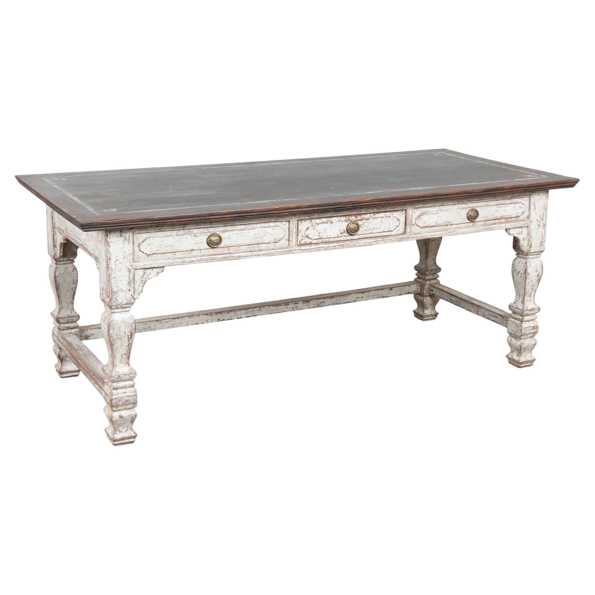 19th Century Danish Painted Baroque Library Writing Table Console For Sale