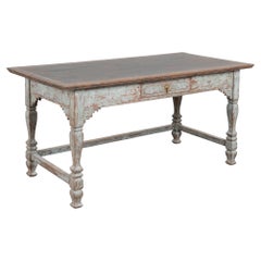 Console da scrittura barocca danese del XIX secolo, blu e nera