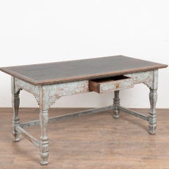 19th Century Danish Blue and Black Baroque Writing Table Console