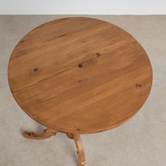 19th Century Swedish Pine Small Pedestal Side Table