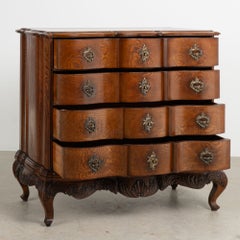 18th Century Danish Oak Rococo Chest of Four Drawers