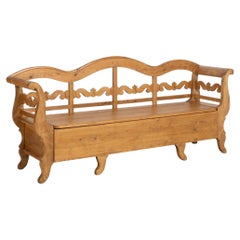 19th Century Swedish Pine Bench with Storage
