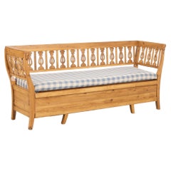 19th Century Swedish Pine Storage Bench with Storage
