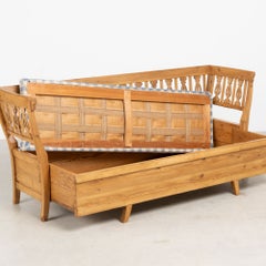 19th Century Swedish Pine Storage Bench with Storage
