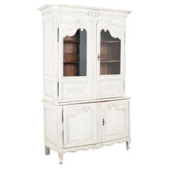 19th Century French Gray Painted Pine Vitrine Display Cabinet