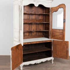 19th Century French Gray Painted Pine Vitrine Display Cabinet
