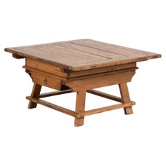 19th Century Rustic Baker's Table Coffee Table with Hidden Storage