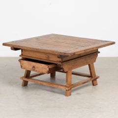 19th Century Rustic Baker's Table Coffee Table with Hidden Storage