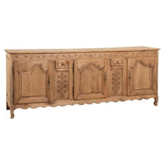 19th Century French Bleached Oak Long Sideboard Buffet