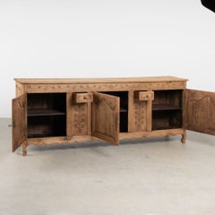 19th Century French Bleached Oak Long Sideboard Buffet