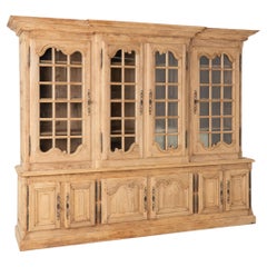 20th Century Bleached Oak Large French Bookcase Display Cabinet