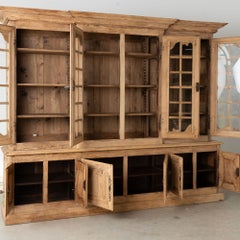 20th Century Bleached Oak Large French Bookcase Display Cabinet