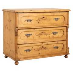 19th Century Romanian Large Pine Chest of Three Drawers